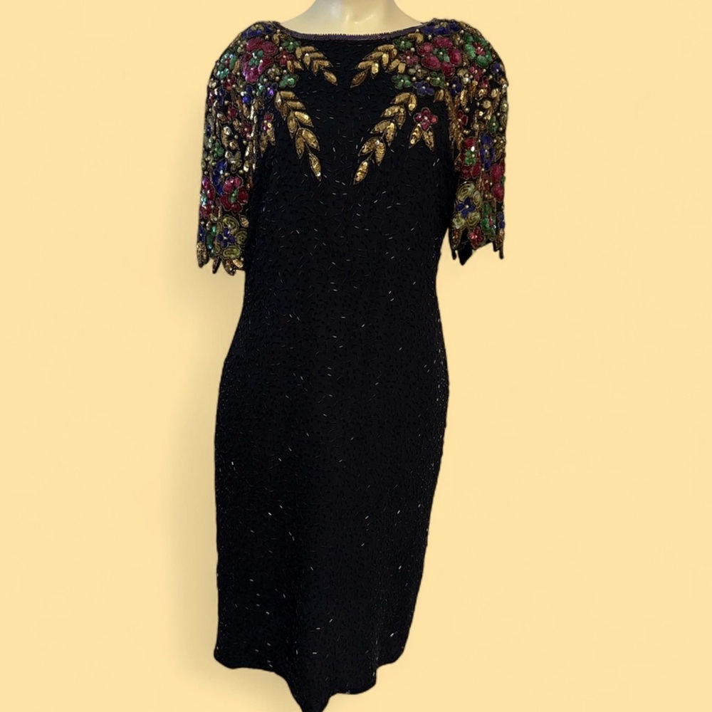Elegant Black and Gold Embellished Dress